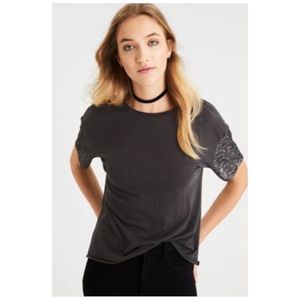 American Eagle Don’t Ask Why Sequin Sleeve Tee